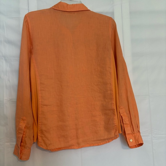 Calvin Klein Linen Orange Shirt Longe Sleeve - Picture 5 of 9